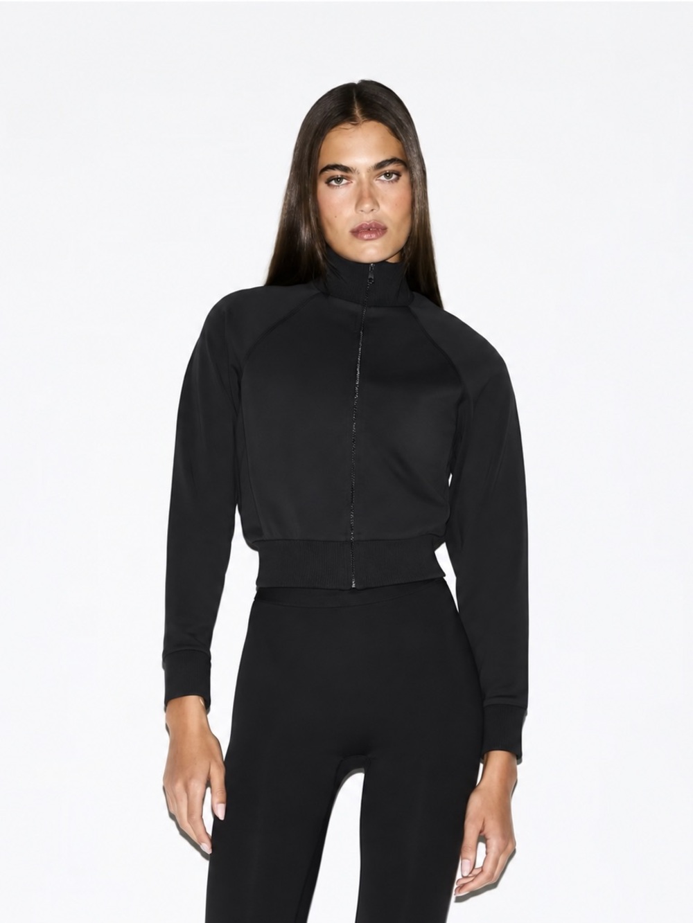 NWT Nike x SKIMS Matte Tricot Cropped Fitted Track Jacket Obsidian Black large